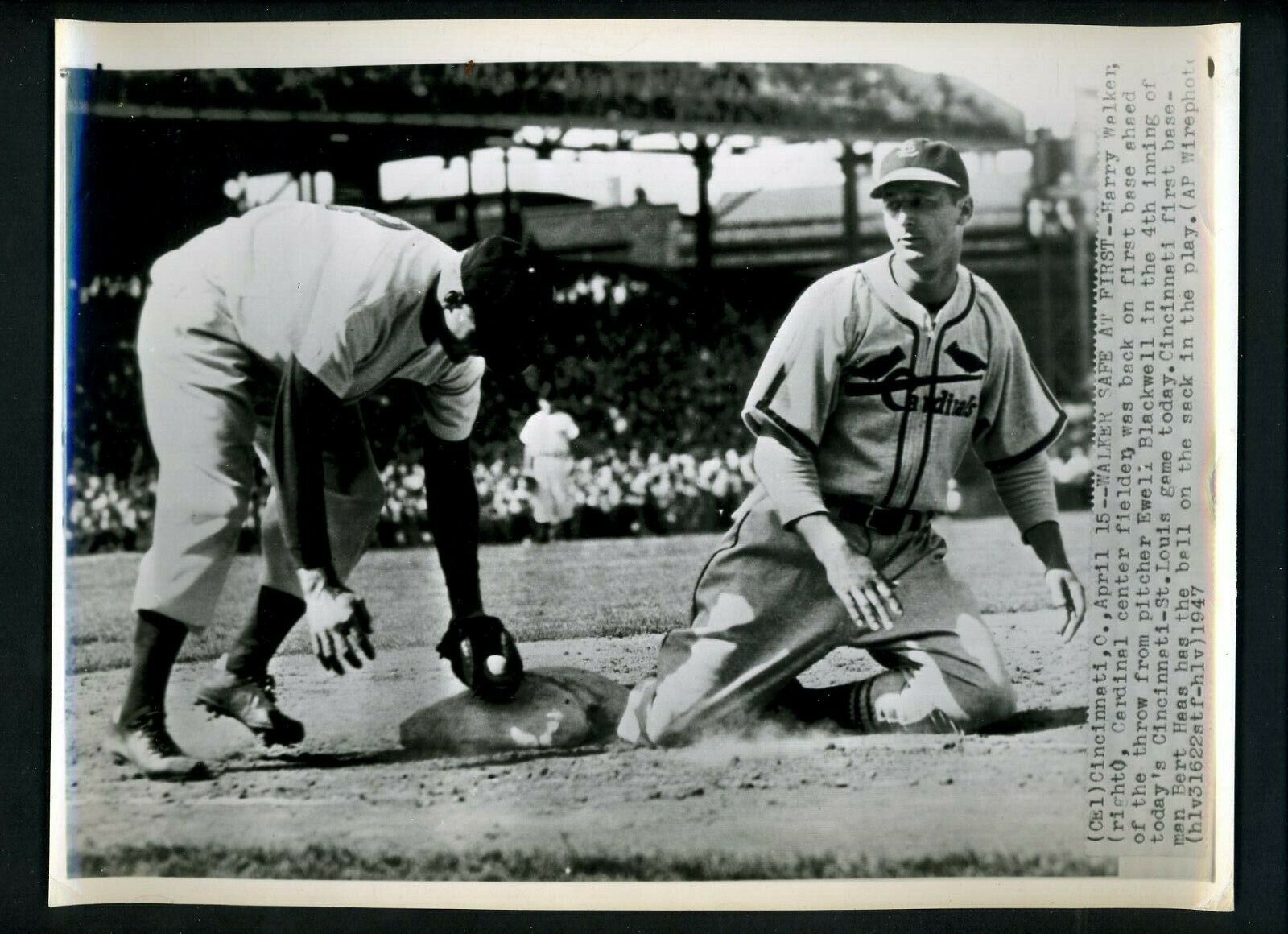 Harry Walker & Bert Haas 1947 Press Photo Poster painting Cincinnati Reds St. Louis Cardinals