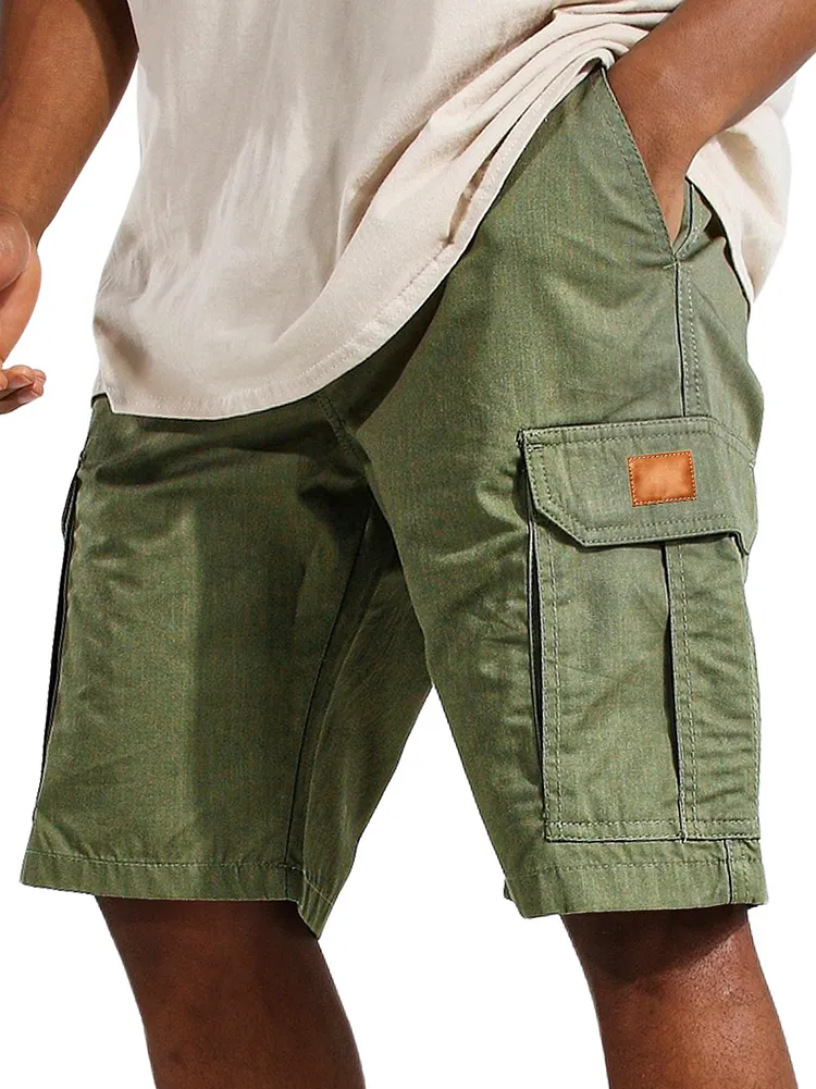 Men's Everyday Multi-Pocket Embroidered Logo Casual Cargo Shorts-Customized products