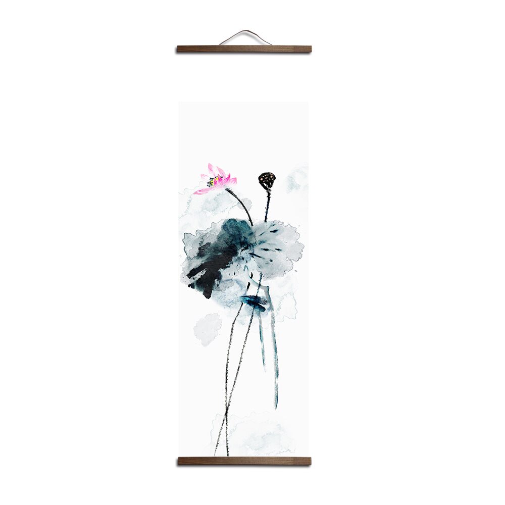 Chinese Japanese Ink Flower Animal Canvas Home Decoration for Living Room Wall Art Picture Poster Wood Scroll Paintings Decor
