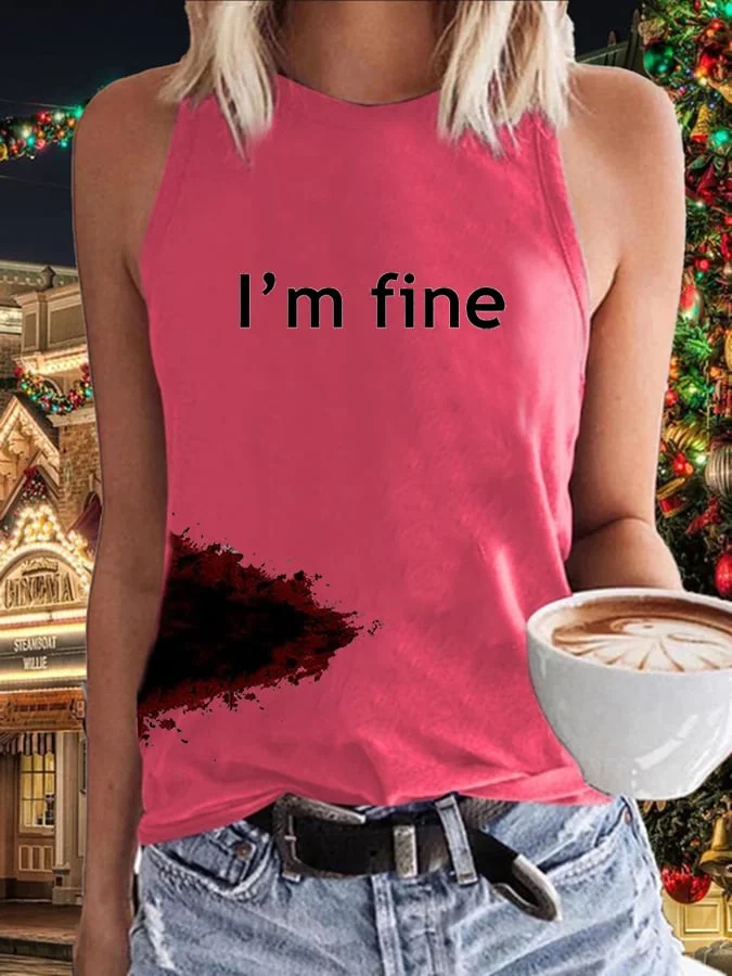 Women's Halloween Funny I'M FINE Bloodstained Vest