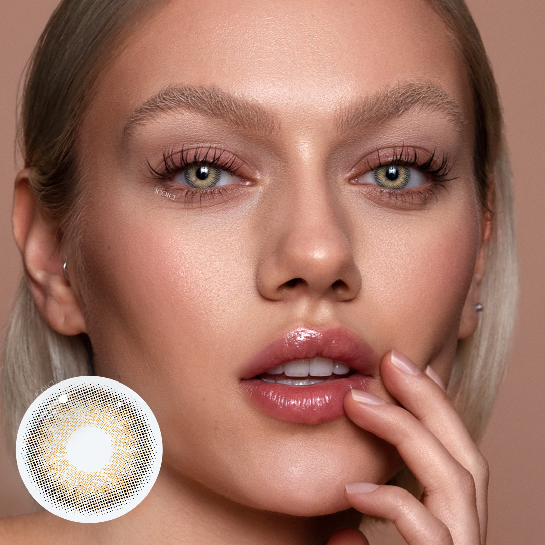 A girl with Iris Brown colored contact