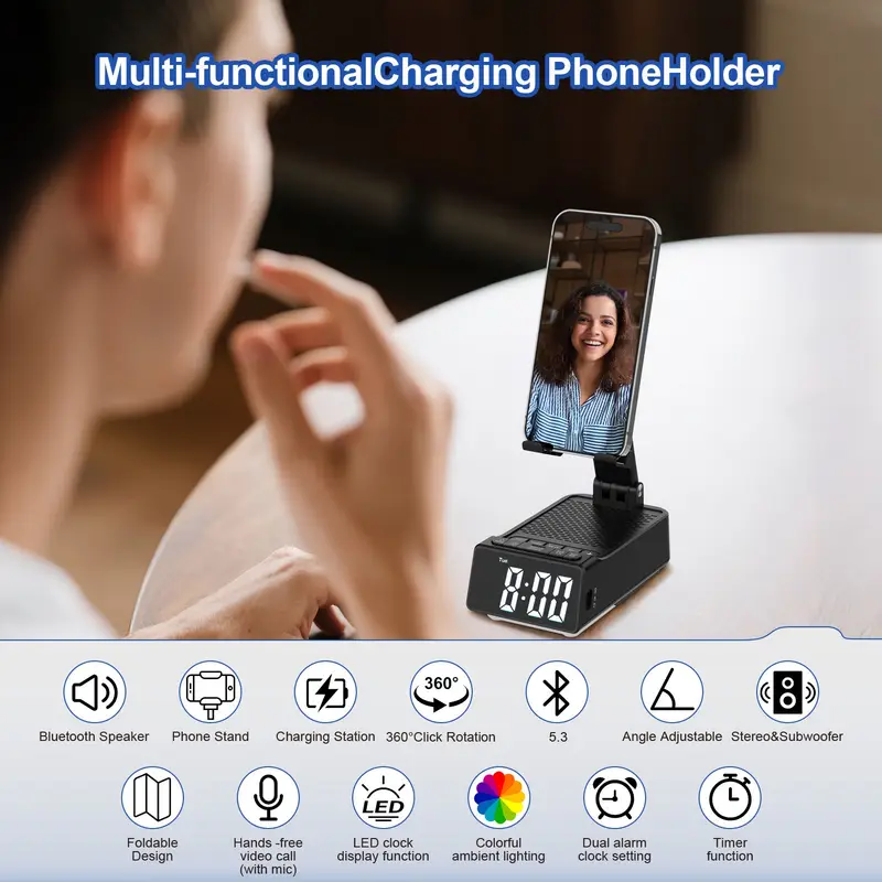 birthday gifts for men women cell phone stand wireless speaker with anti slip base stocking stuffer cool gadget anniversary idea gift for him her husband wife dad mom dad gift induction speaker for iphone Product details 5