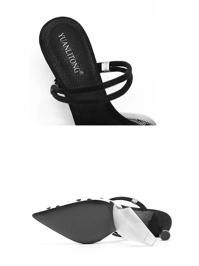 Polka dots, comfortable, soft, breathable, pointed toe two-wear high stiletto sandals