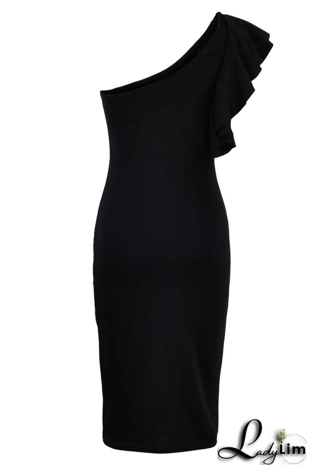 Yellow Fashion Sexy Solid Patchwork Backless One Shoulder Evening Dress