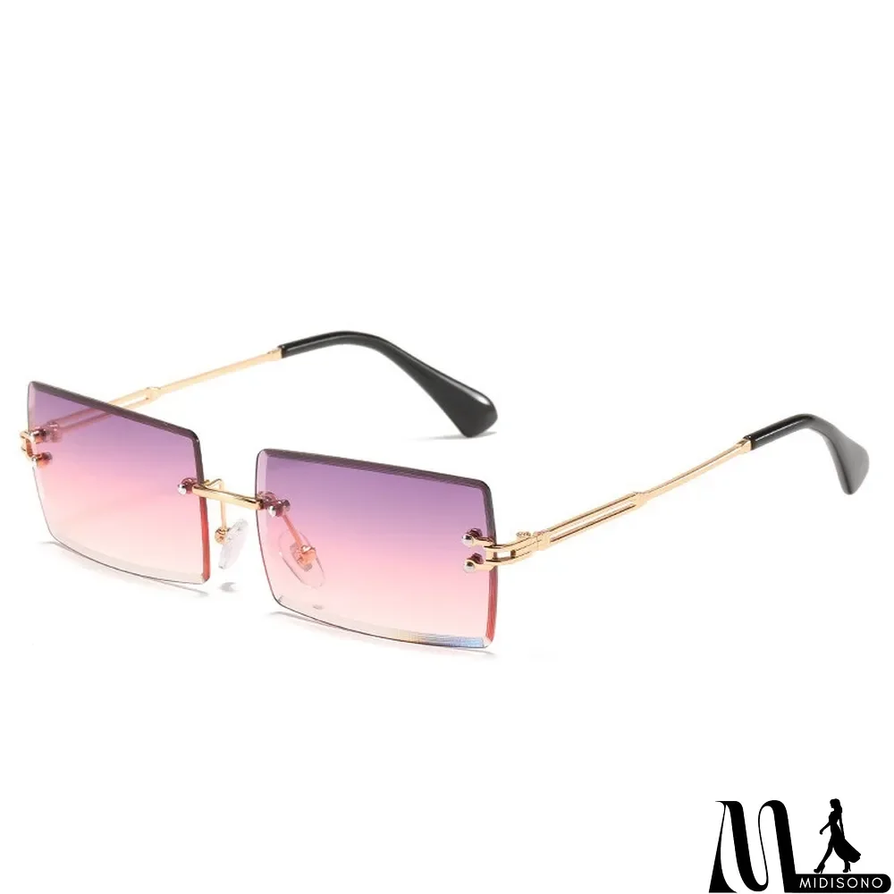 MidiSono - Women Rimless Metal Square Sunglasses