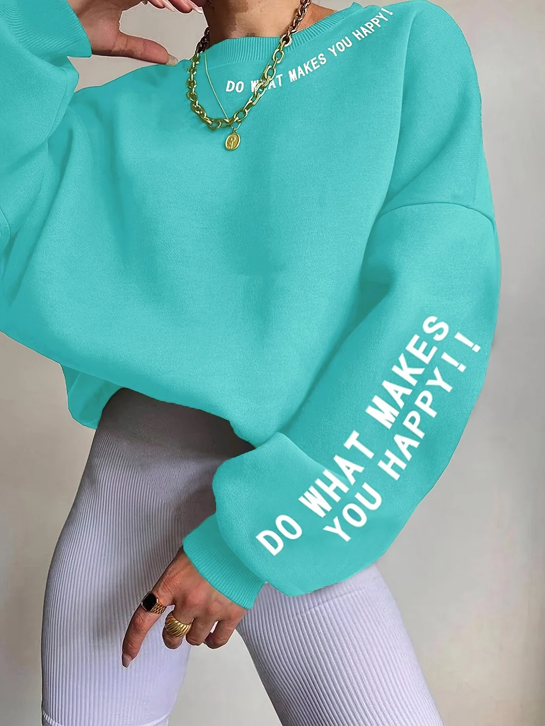 Women's Letter Print Pullover Sweatshirt - Casual Drop Shoulder Long Sleeve Crew Neck - Soft Fleece Material - For Fall & Winter - Perfect For Casual Wear & Layering - Ideal Gift For Fashionable Women | IFYHOME