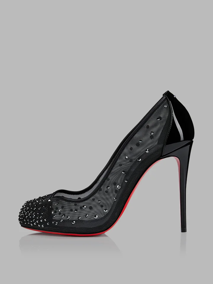 100mm Women's  Split Toe Pig's Hoof Horseshoes High heels Muslin Sparkling Diamond Red Bottom Pumps