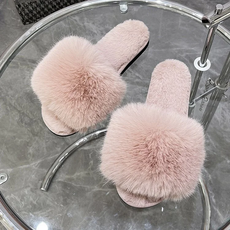 Wongn Wongn Autumn And Winter New Wool Slippers Fashion One-Line Home Indoor Cotton Slippers Women's Shoes