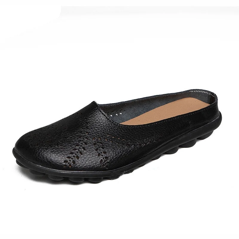 Women Flats Summer Women Genuine Leather Shoes Slippers Slip On Flat Shoes Women Leather Oxford Chaussures Femme Casual Loafers