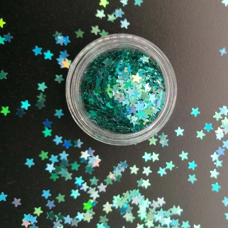 3mm Sequins DIY Flat Five-pointed Star Moon Sequin Paillettes Sewing Craft DIY Laser Silver Nail Sequin Accessories Decorations