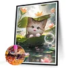 Diamond Painting -DIY Round Drill Cat in Lotus Pond（40x50cm）