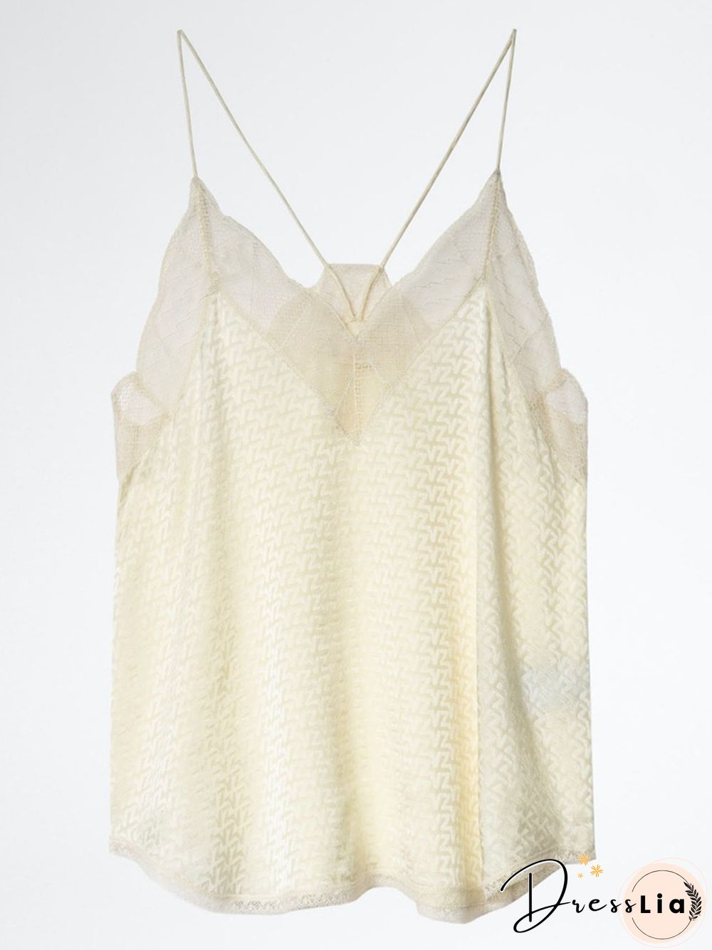 Silk Women New Style Romantic Neckline Exquisite Lace Stitching Letter Printing Girls Camis Vest