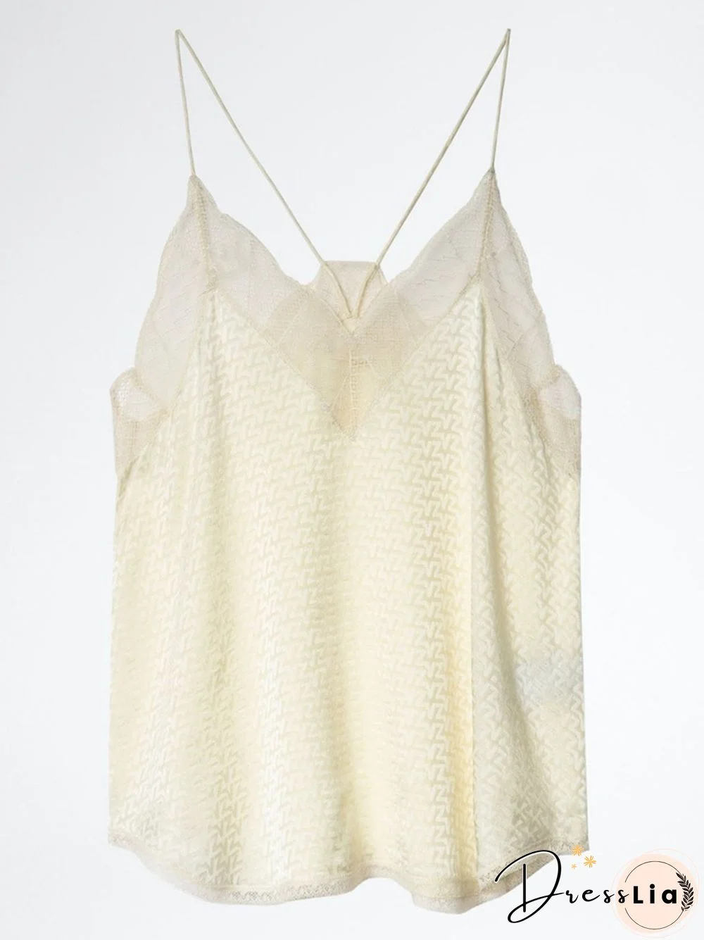 Silk Women New Style Romantic Neckline Exquisite Lace Stitching Letter Printing Girls Camis Vest