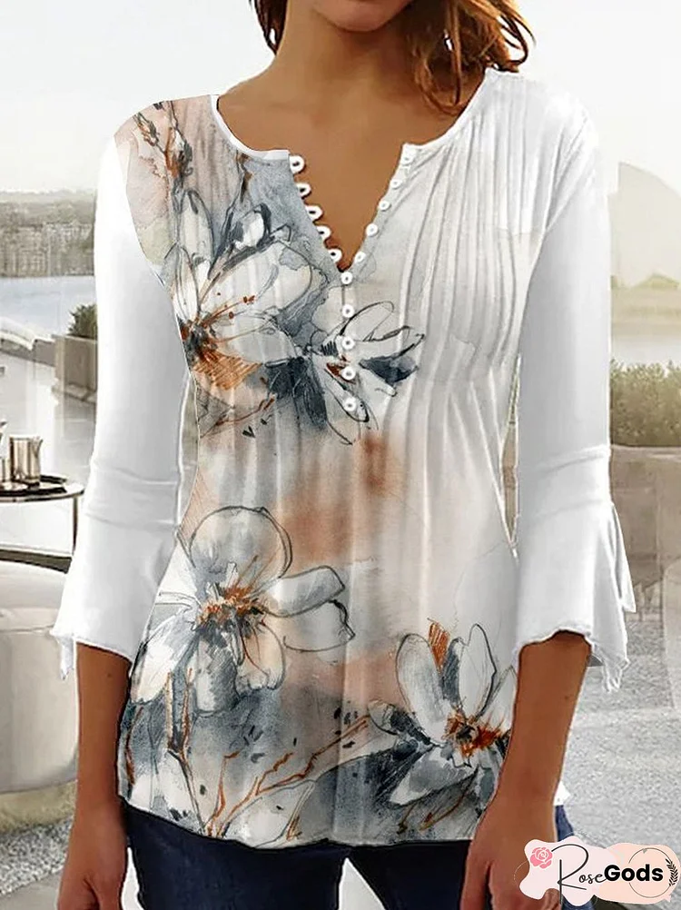 Floral Casual Regular Fit Tops