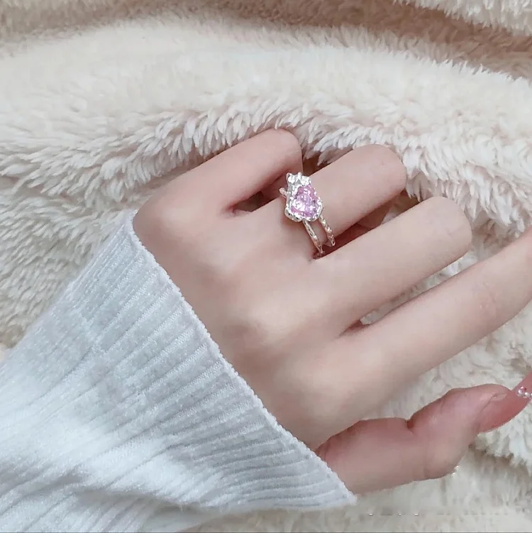 Double Heart Pink Diamond Ring