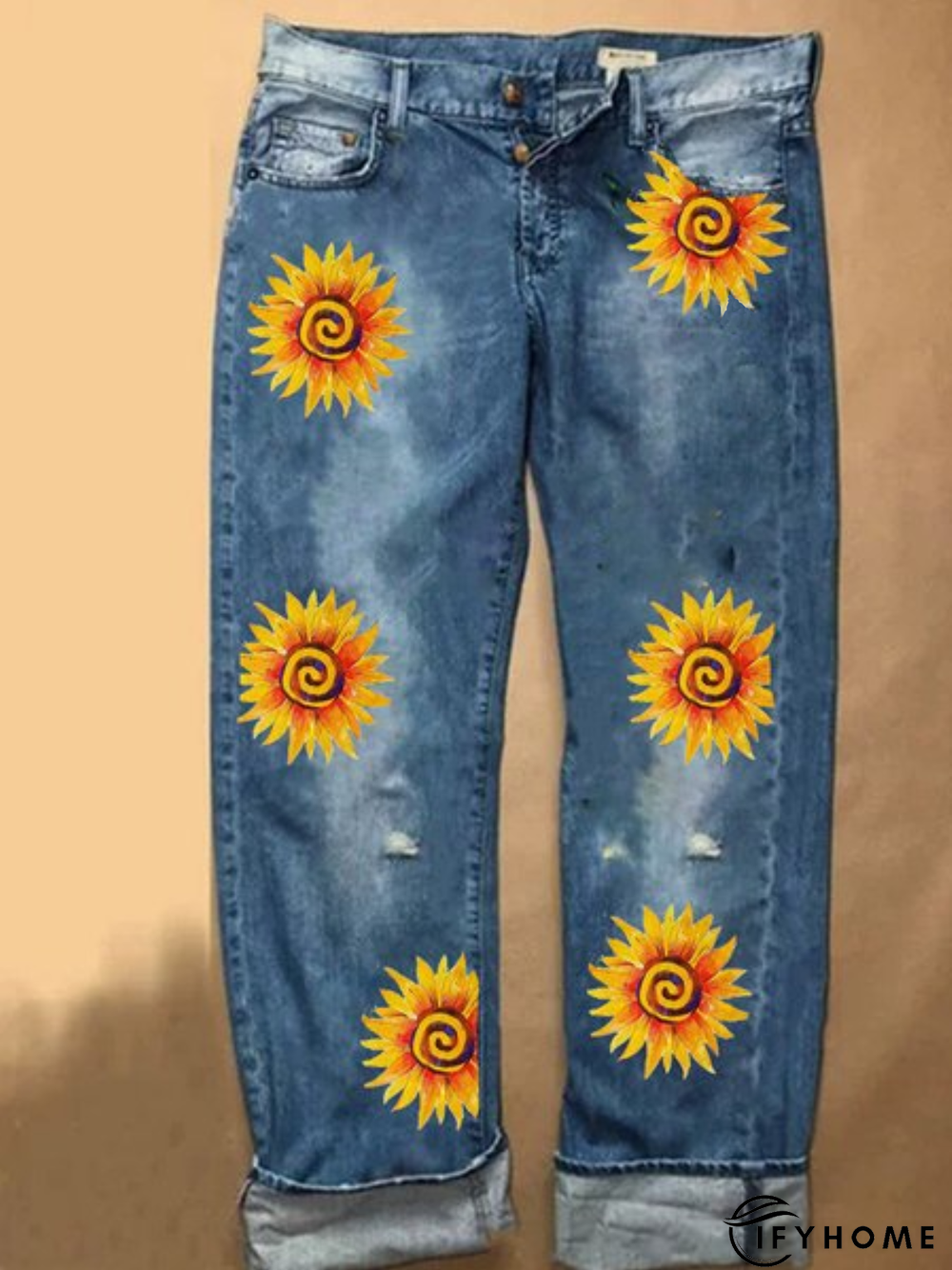 Vintage Casual Plus Size Floral Printed Jeans Jeans | IFYHOME