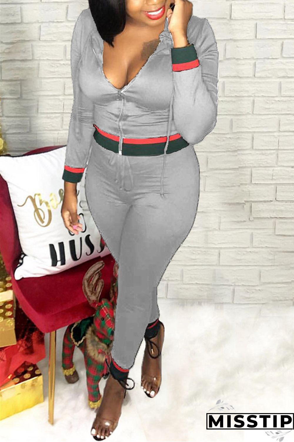 Black Casual Sportswear Long Sleeve Zipper Collar Regular Sleeve Regular Patchwork Two Pieces