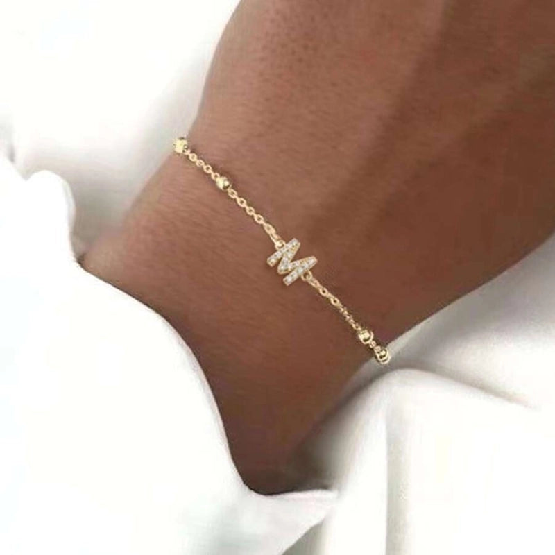 Elegant Minimalist Letter 201 Stainless Steel 304 Stainless Steel Zircon Bracelets In Bulk