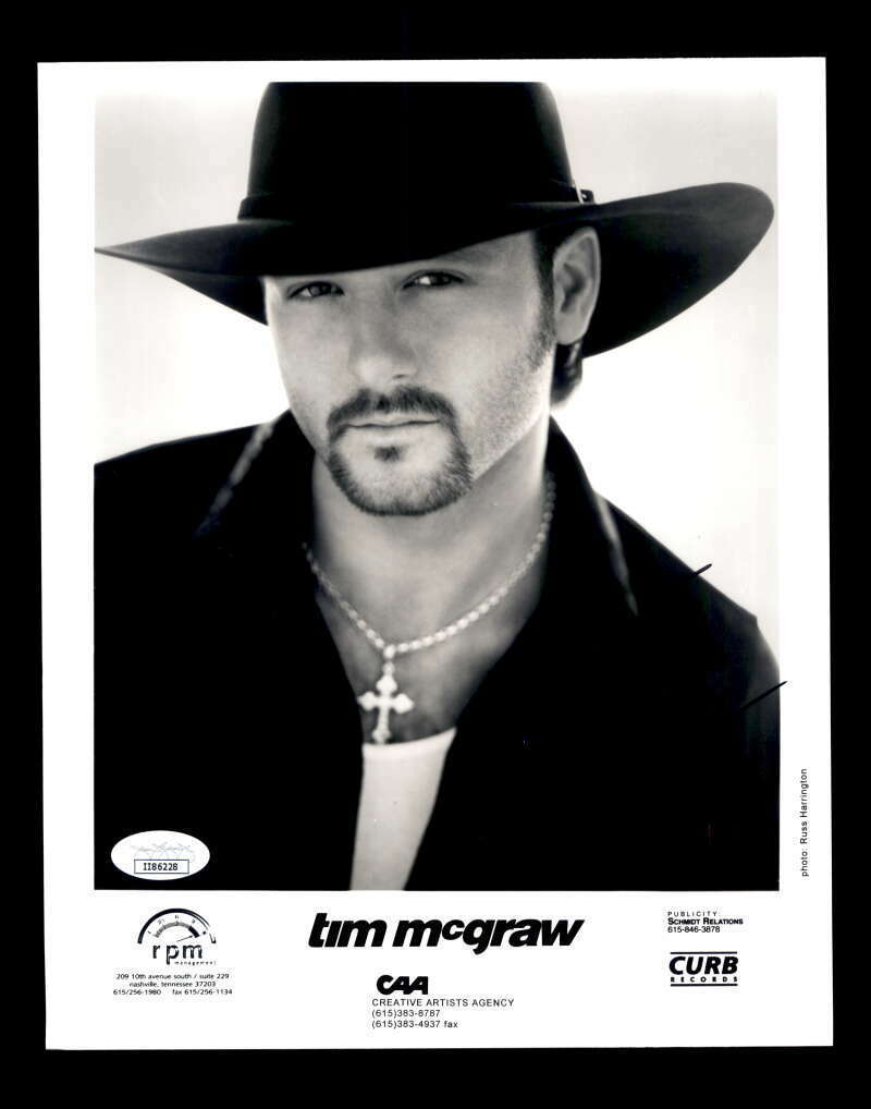 Tim McGraw JSA Cert Signed 8x10 Photo Poster painting Autograph