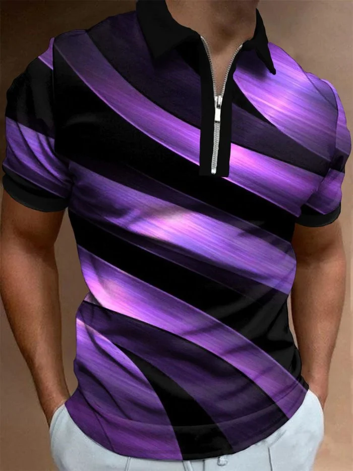 Herren-Poloshirt mit abstrakter 3D-Linie