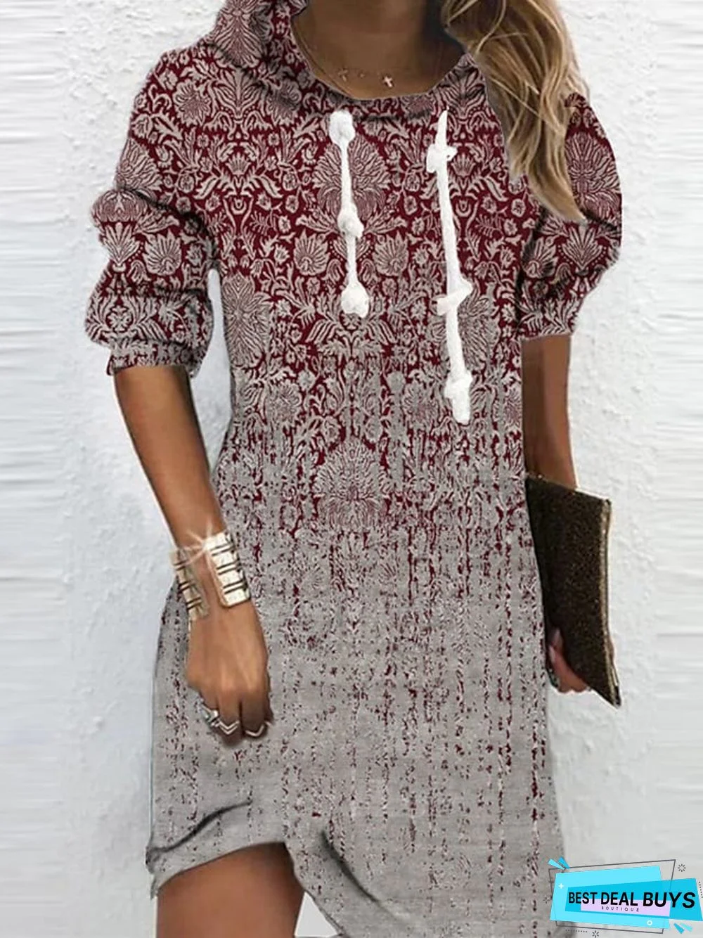 Women&lsquo;s Hoodie Dress Winter Dress Sweatshirt Dress Winter Dress  Green Blue Purple Long Sleeve Floral Print Winter Fall Hooded Vacation Casual Fall Dress 2022 S M L XL XXL 3XL