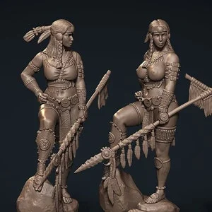 Pornhint Yona the Bison Huntress 8K D&DPathfinder 32mm 75mm miniature NSFW TTRP Model Female Warrior by Clay Demon NSFW