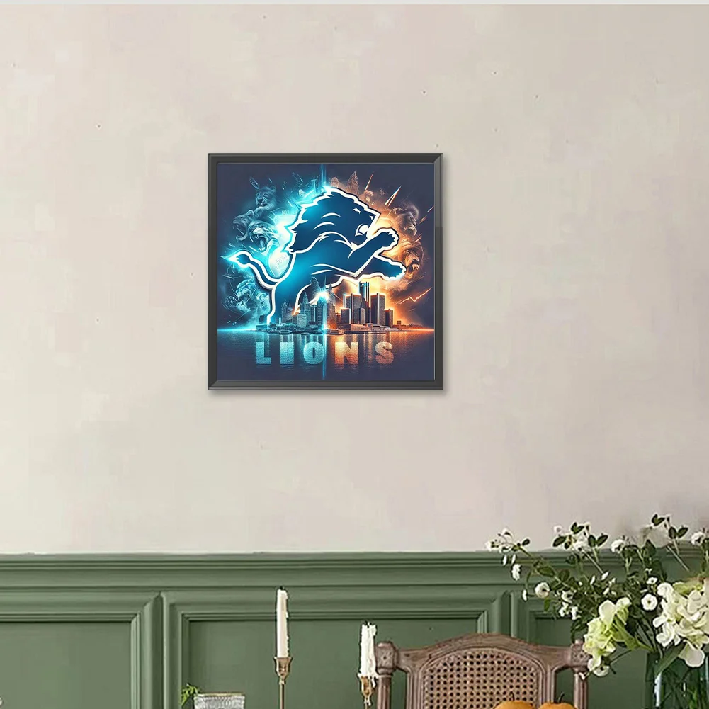 Diamond Painting - Full Round Drill - Detroit Lions(Canvas|40*40cm)