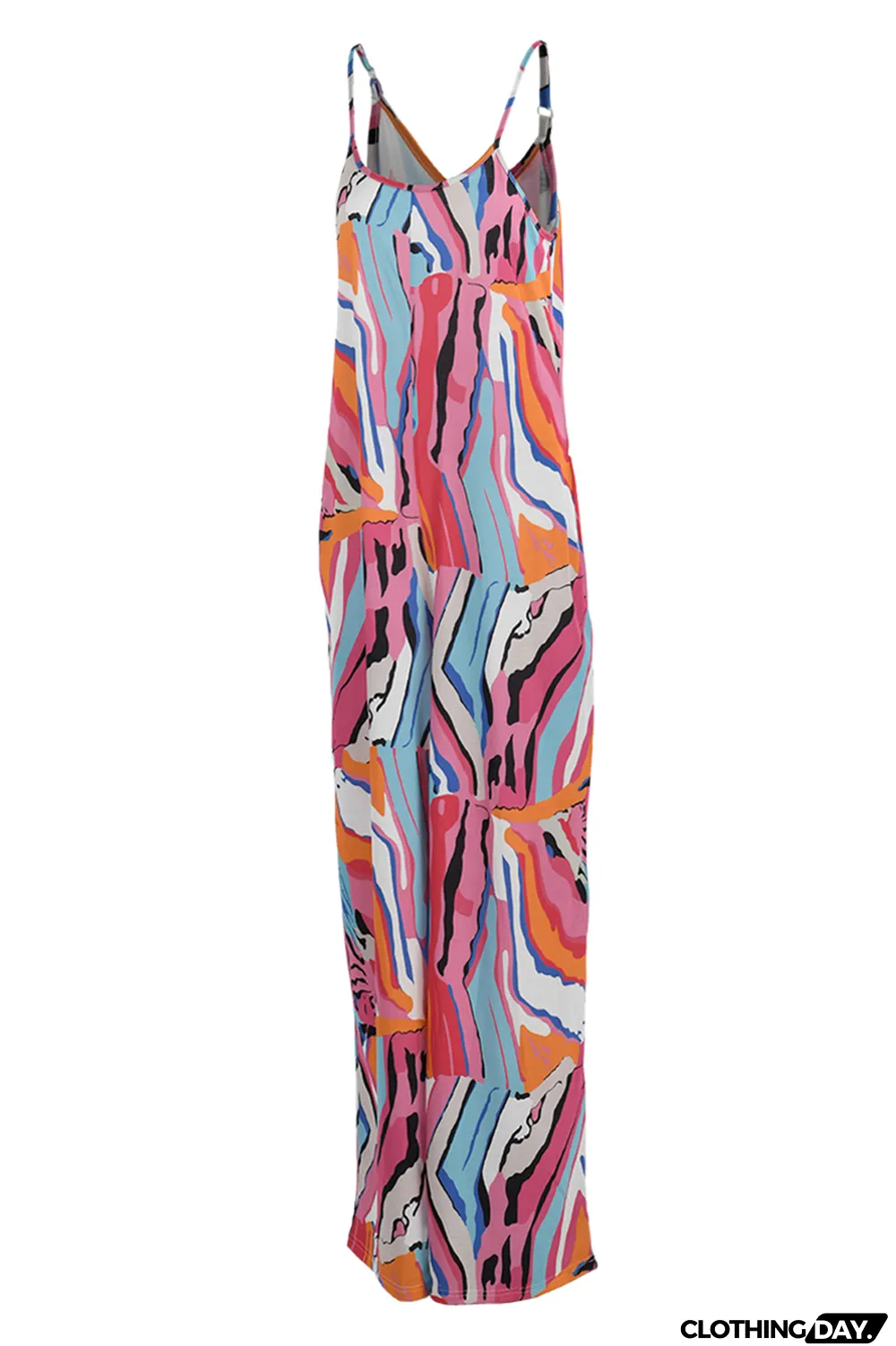 Yellow Sexy Casual Print Backless Spaghetti Strap Regular Jumpsuits