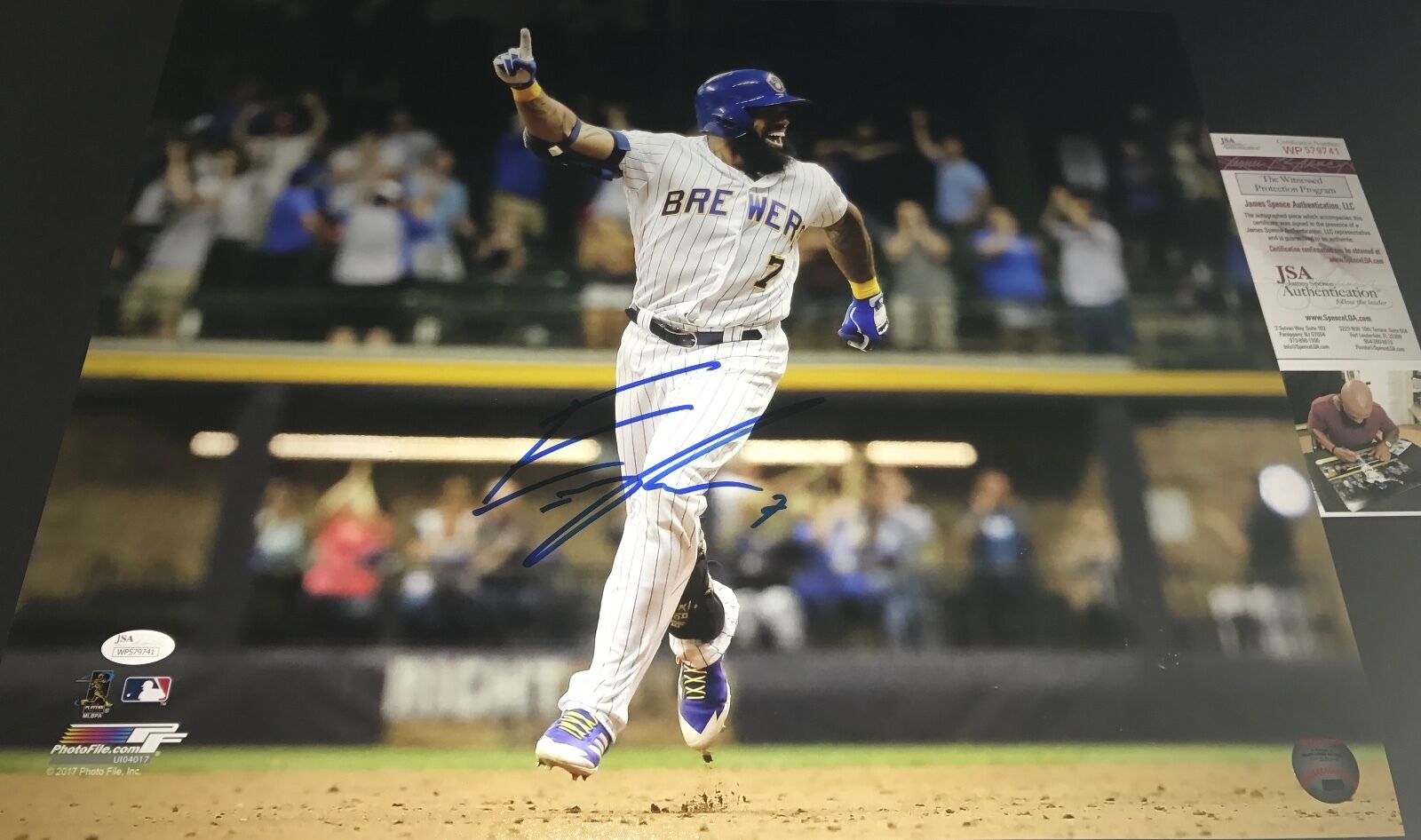 Eric Thames Milwaukee Brewers Autographed Signed 16x20 Photo Poster painting JSA WITNESS COA C