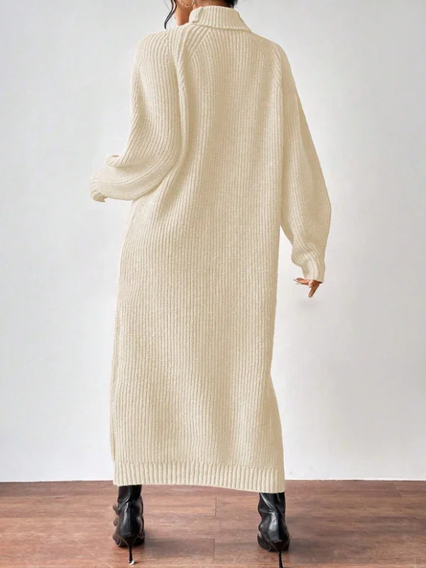 Nigikala Nigikala Women's Sweater Skirt Fashion Jacket High-Necked Long-Sleeved Knitted Skirt Solid-Colored Inside Skirt