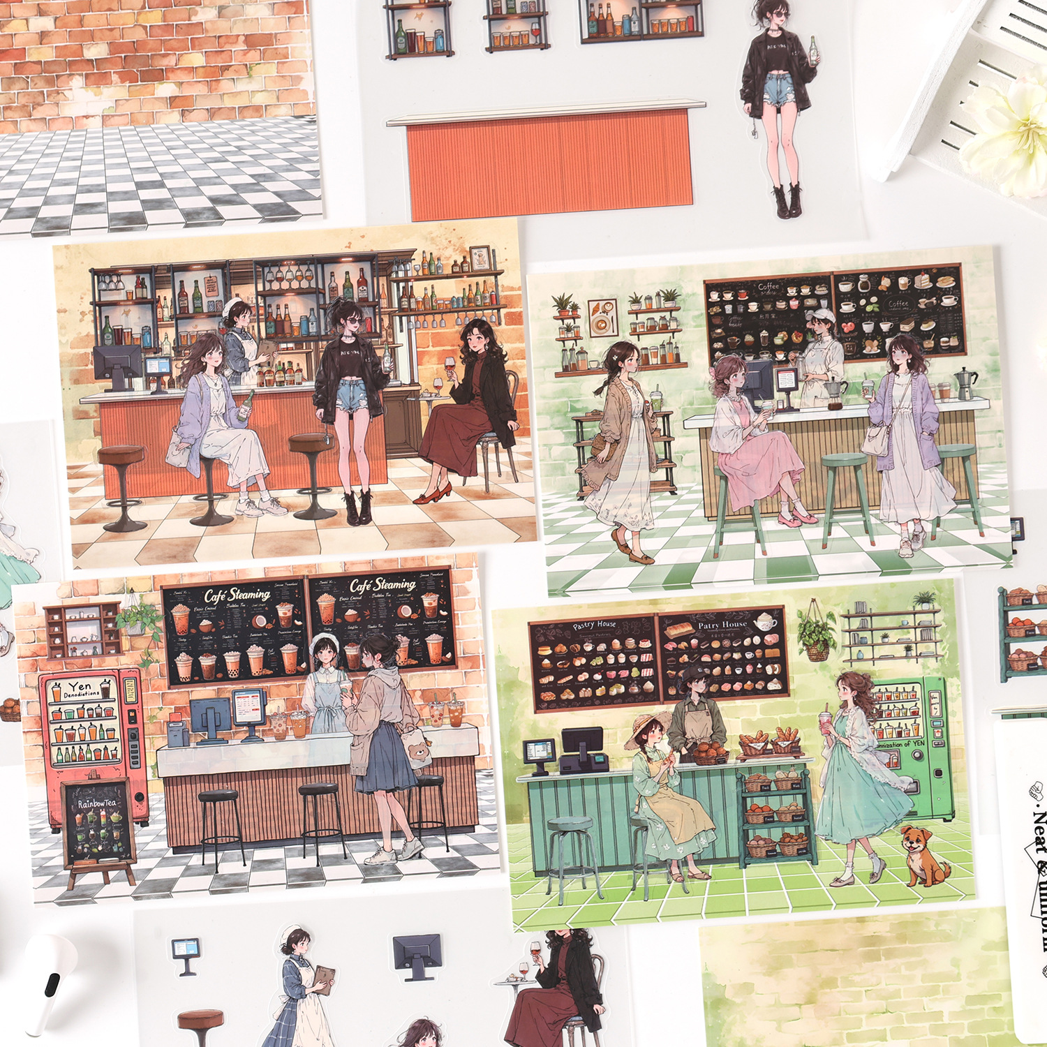 PET 스티커 - 오후의 빛 시리즈 빈티지 캐릭터