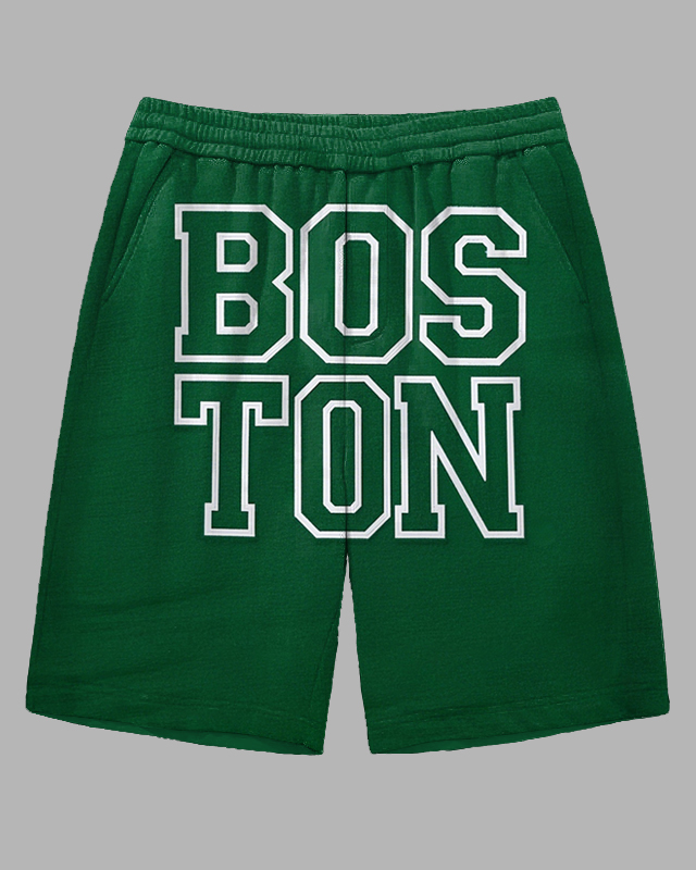 Men's Big Size Casual Simple Letter BOSTON Printed Outdoor Shorts with Pocket