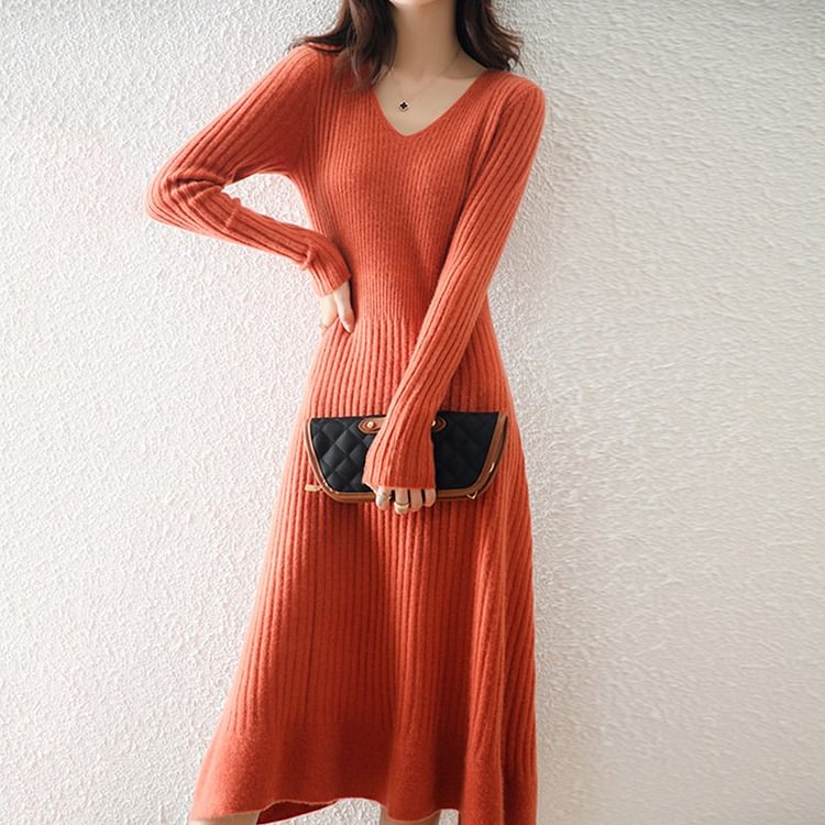 Plain Casual Long Sleeve Dresses QueenFunky