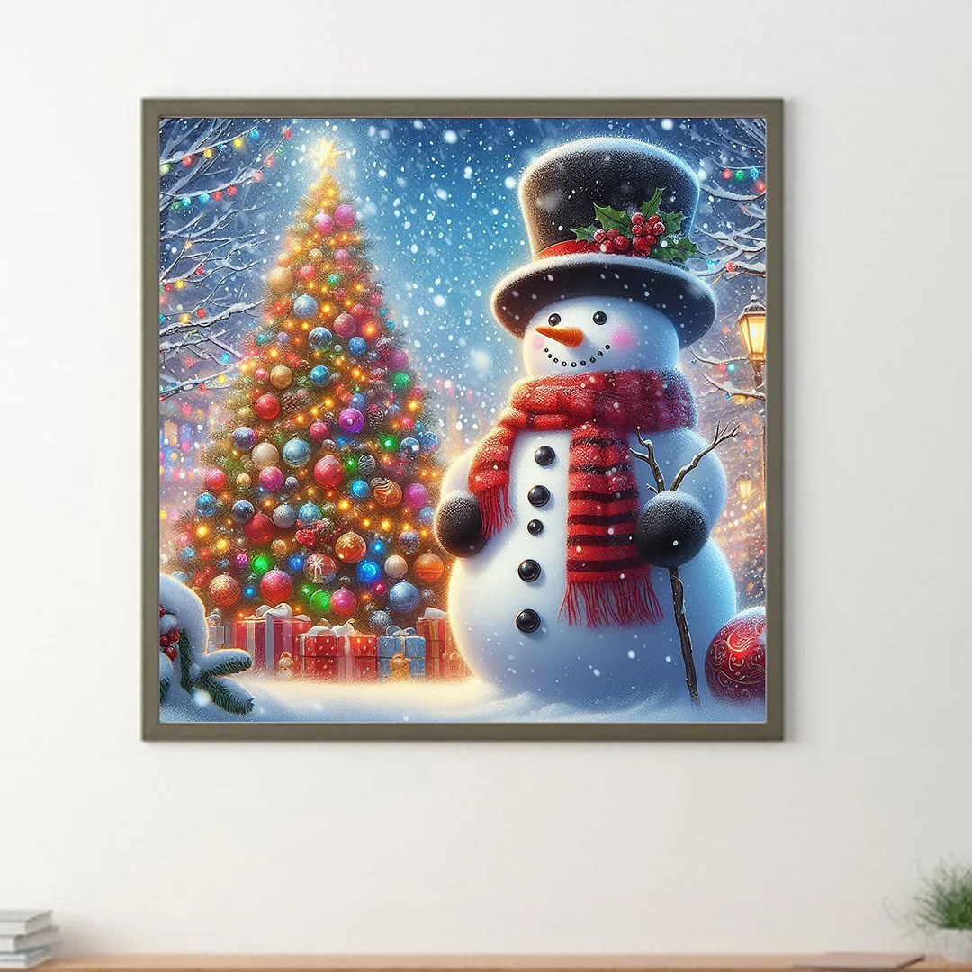 Diamond Painting - Full Round Drill - Xmas Snowman(Canvas|40*40cm)