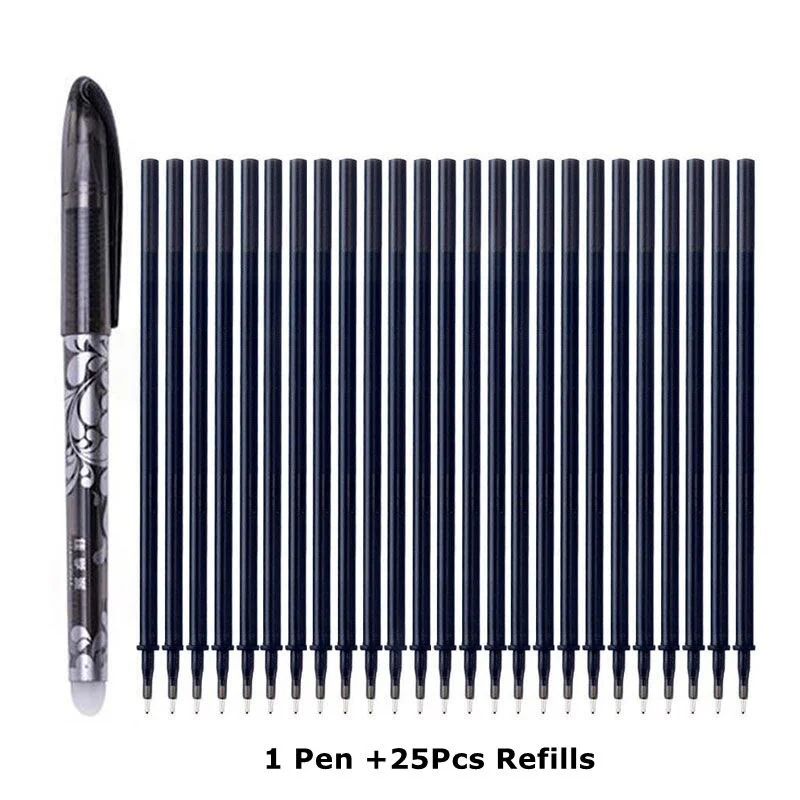 Erasable Pen Refills Rod Set 0.5mm Needle/0.7mm Bullet tip Washable Handle Erasable Ballpoint Pen for School Pen Writing Tools