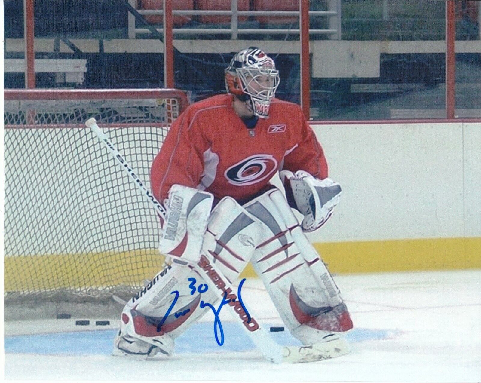 Cam Ward Autograph Carolina Hurricanes Practice Photo Poster painting