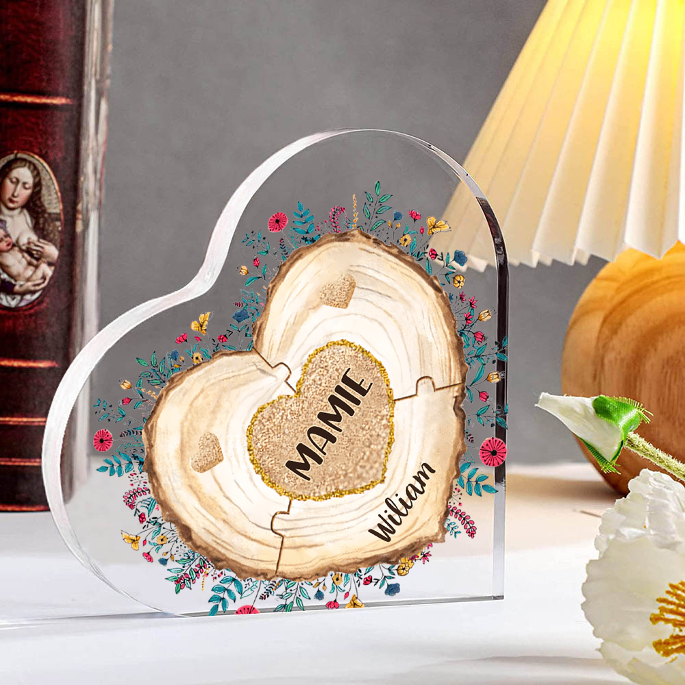 À ma Maman/Mamie - Plaque Acrylique Morceaux de coeur 2 Prénoms Personnalisés