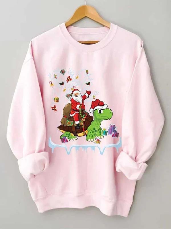Sea Turtle Christmas Santa Print Sweatshirt