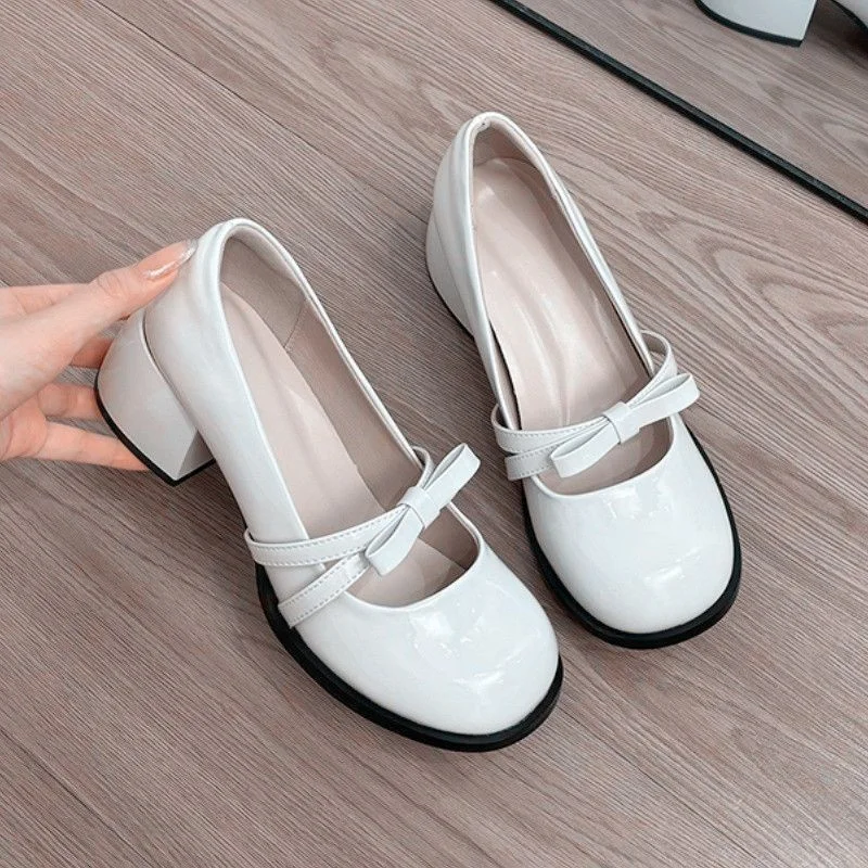 Breakj Breakj Retro High Heel Round Head Coarse Heel Single Shoes 2025 New Temperament Coarse Heel Evening Mary Jane Women's Shoes