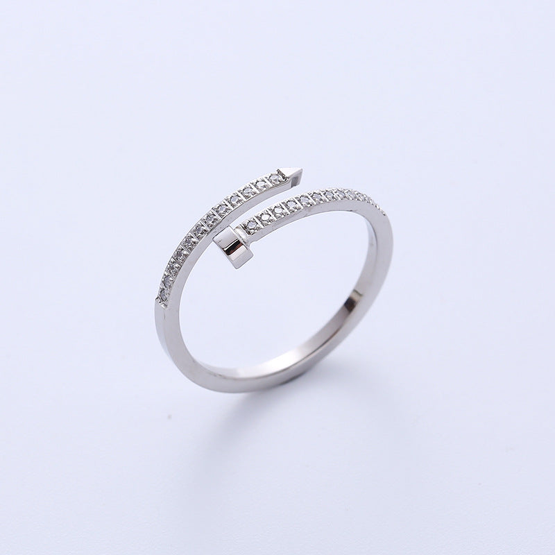 Women Moderate Luxury Studded Titanium Steel Electroplating Rings