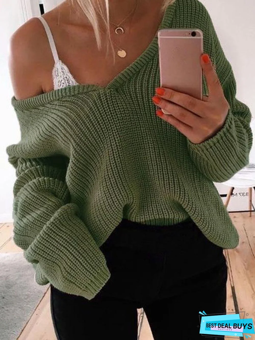 Simple 7 Colors V-Neck Sweater Tops