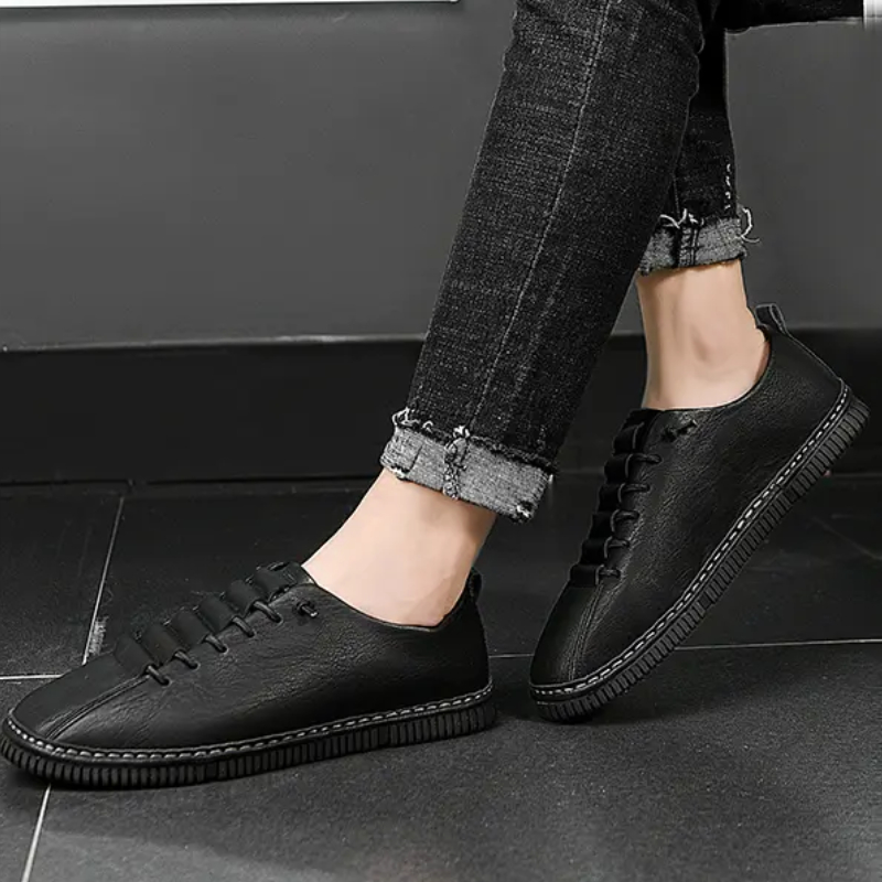 Men's Non-slip Flats Comfortable Round Head Outside Sneakers Solid Colour Casual Lightweight Non-slip Walking Driving Shoes