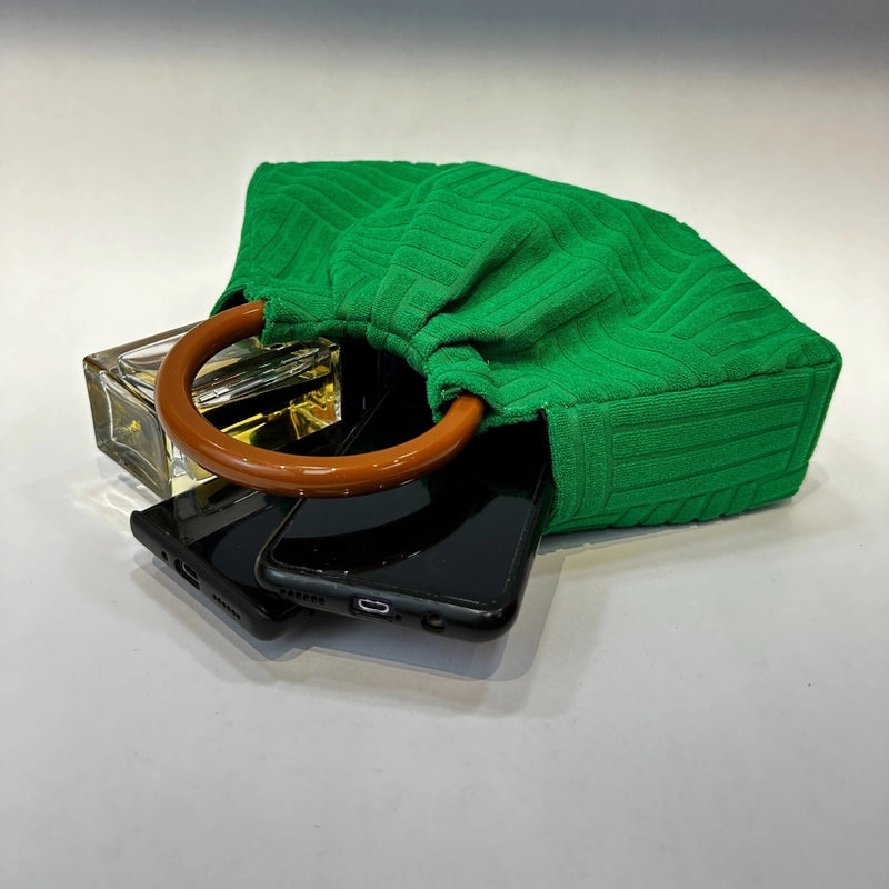 Green Corduroy Solid Color Cloud Shape Evening Bags