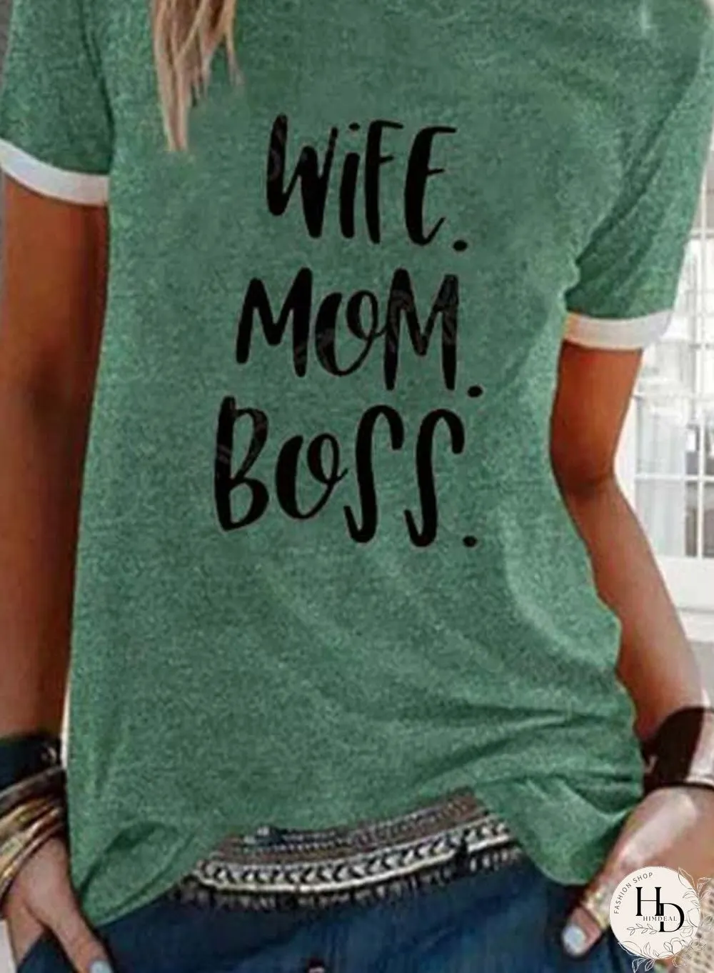 Letter Short Sleeve Crew Neck T-shirt