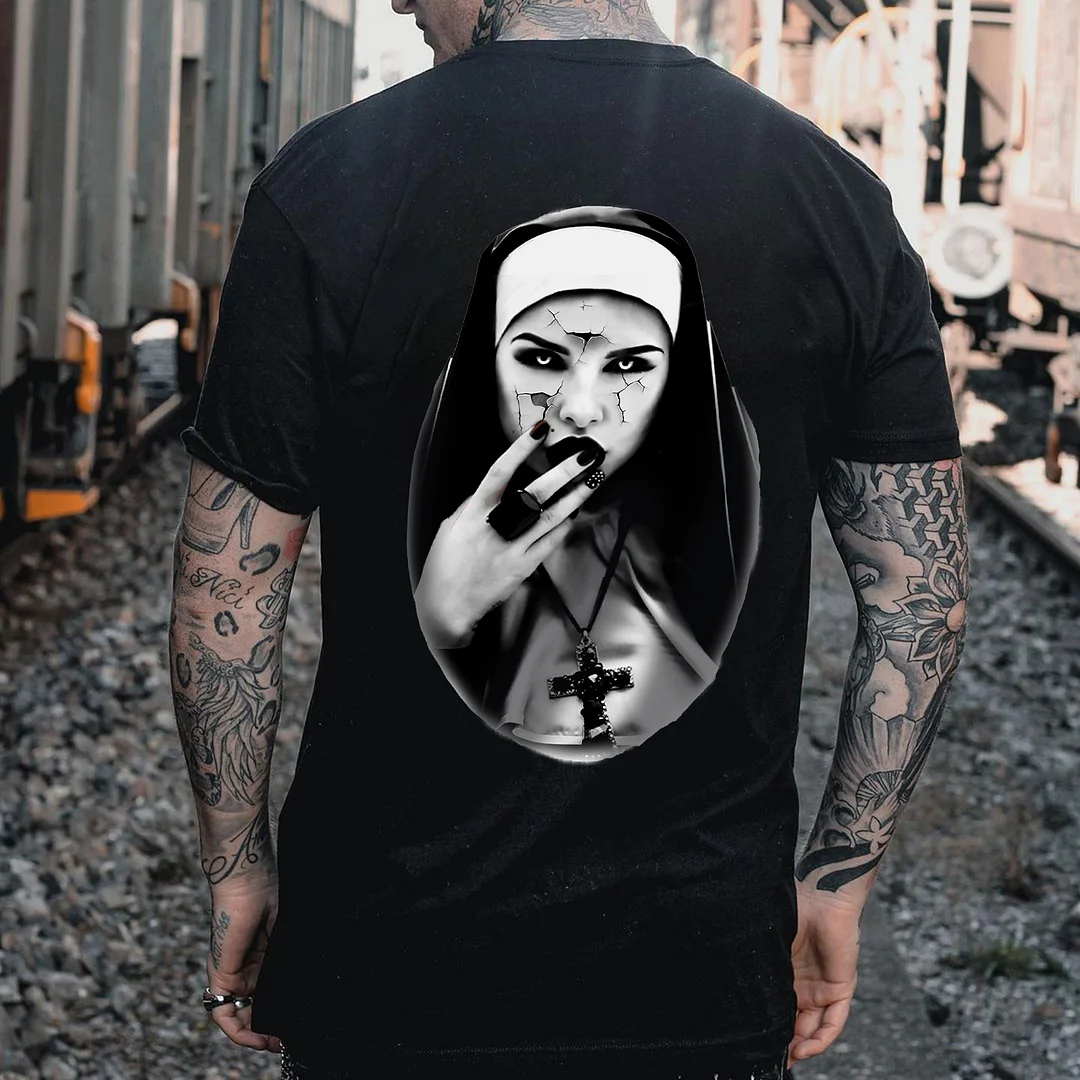 Unholy Nun Printed Men's T-shirt -  