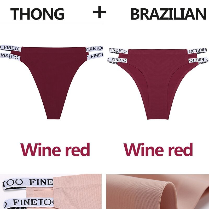 2PCS/Set Seamless Women's Thong Sexy Bikini Underwear G-string Letter Lingerie Femme Low-Rise Panties Ice Silk Women Underpants