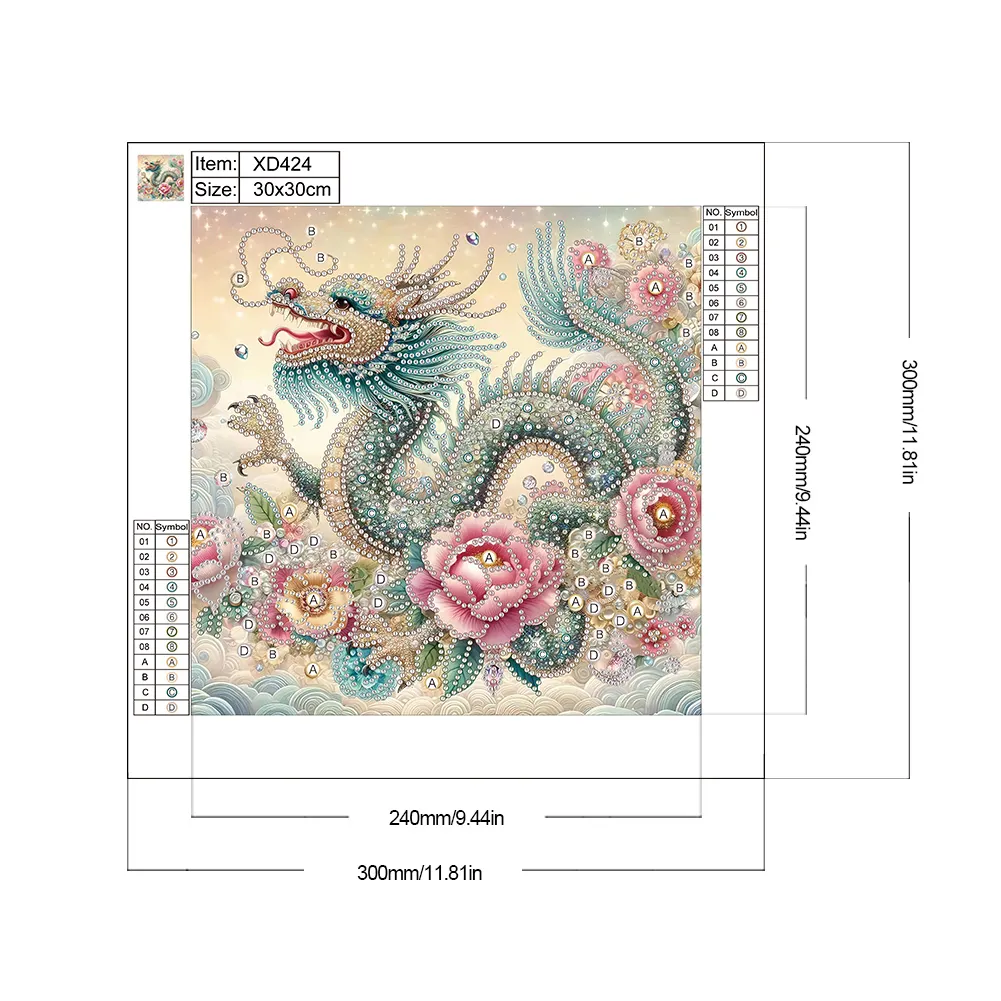 Diamond Painting - Partial Special Shaped Drill - Gorgeous Dragon(Canvas|30*30cm)