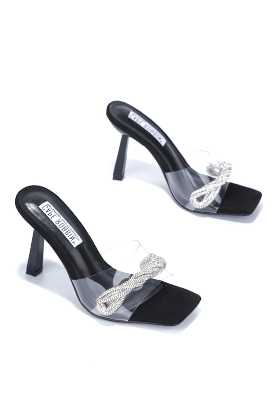 Heeled Sandal with Twisted Rhinestone Detail