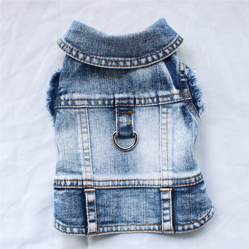 Cowboy Style Denim Solid Color Pet Clothing