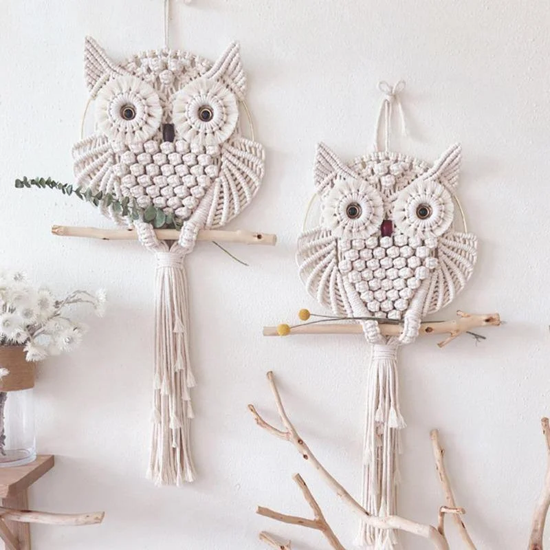 Handmade Owl Macrame Wall Hanging